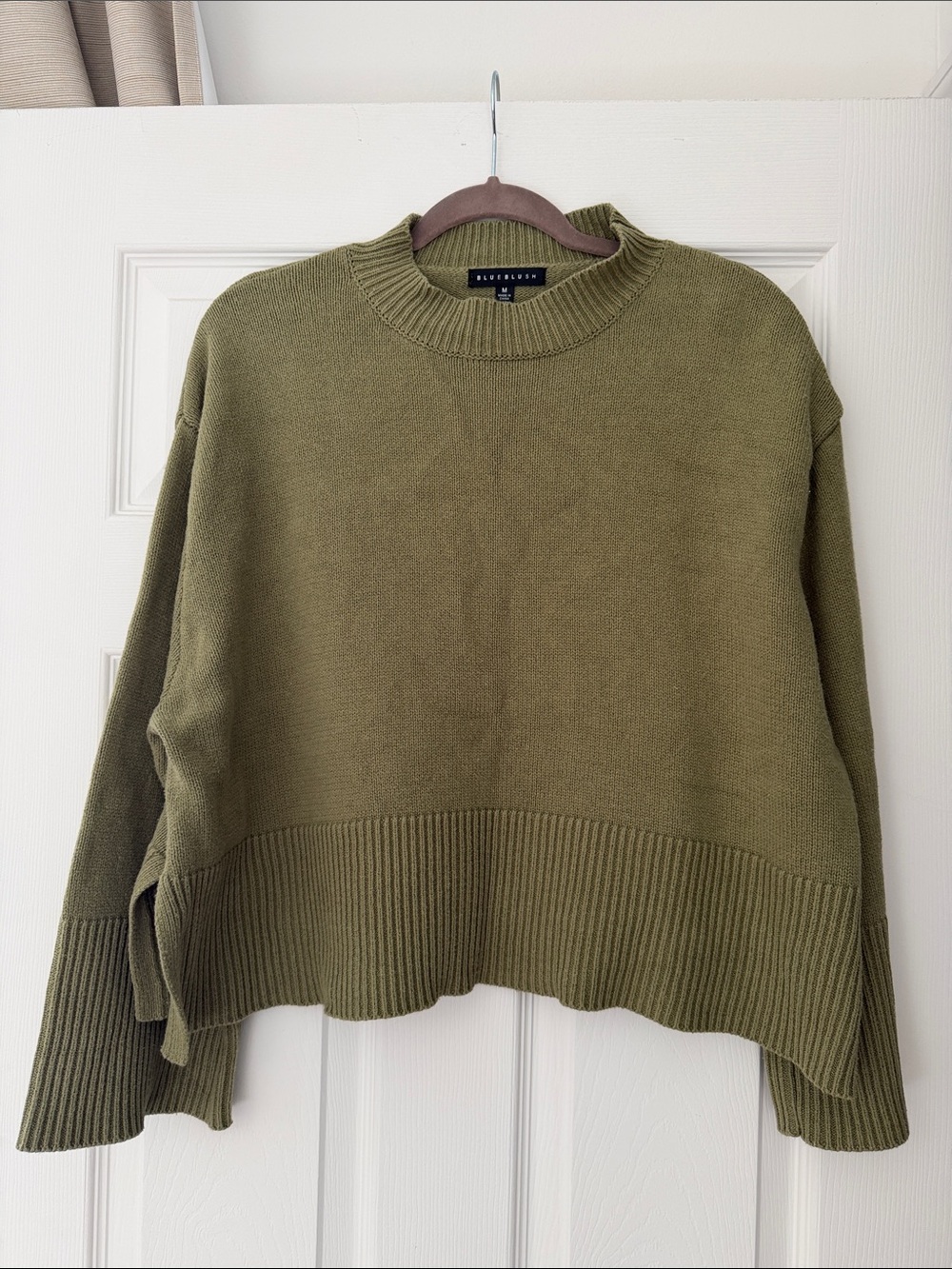 BLUEBLUSH Relaxed Crewneck Sweater in Olive